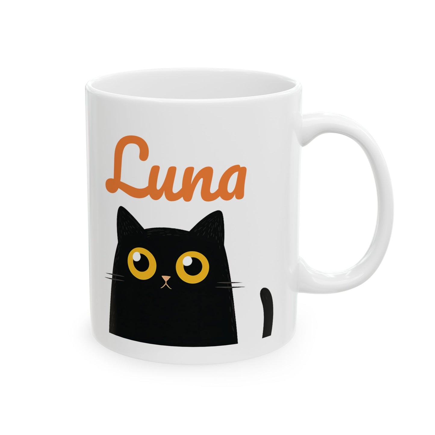 Personalized Black Cat Mug β Cute Cartoon Cat Coffee Cup β Custom Gift