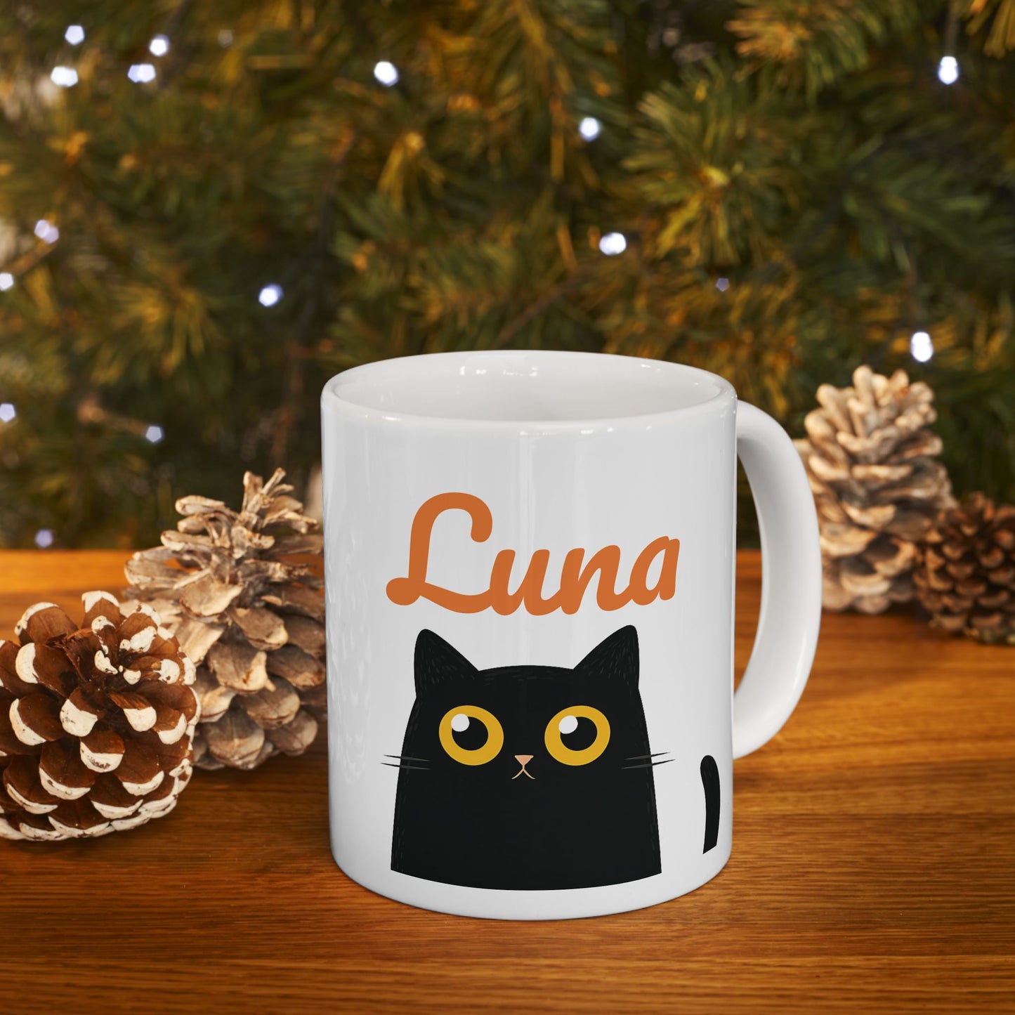 Personalized Black Cat Mug β Cute Cartoon Cat Coffee Cup β Custom Gift