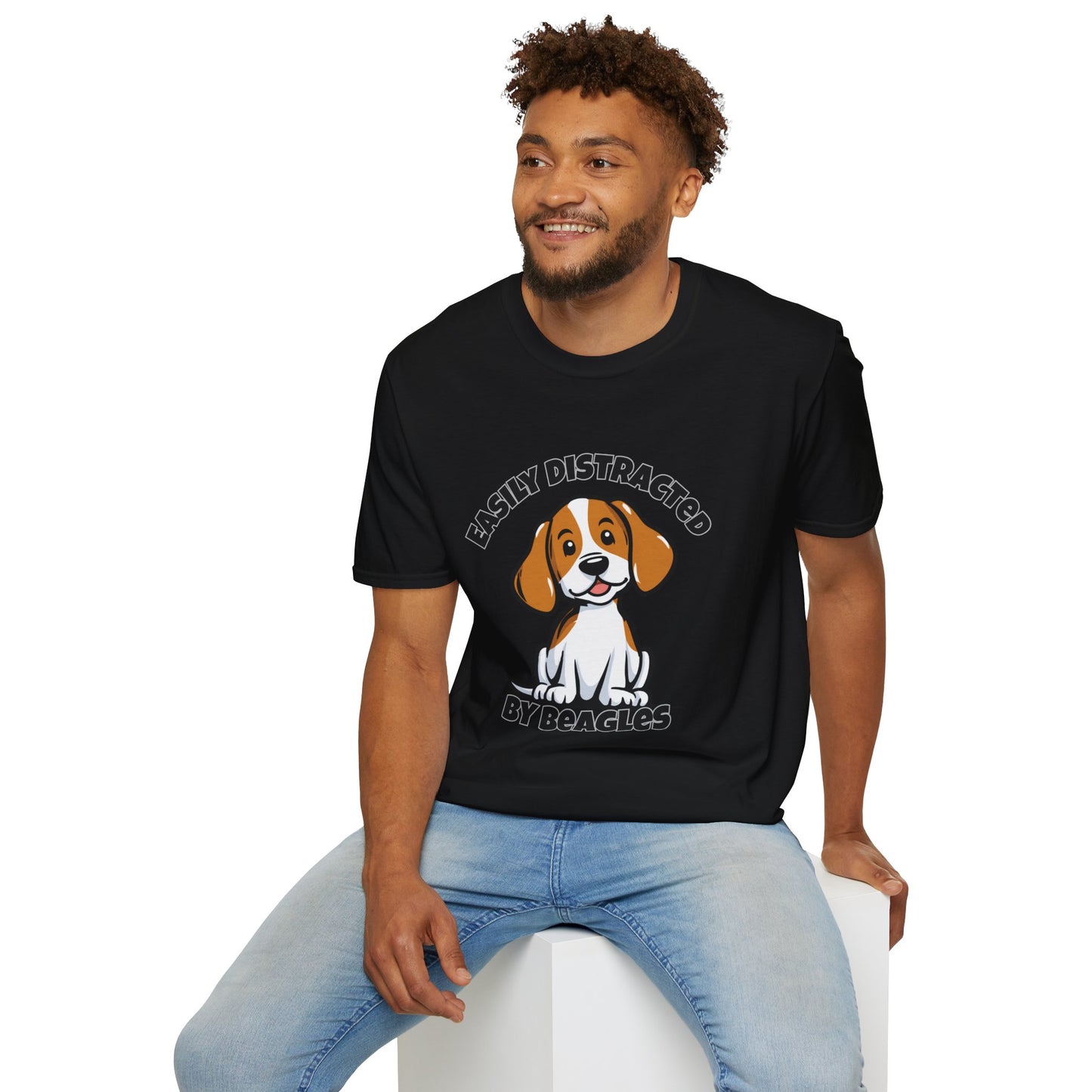 Easily Distracted by Beagles T-Shirt Funny Dog Lover Gift Tee Gildan 64000 Unise