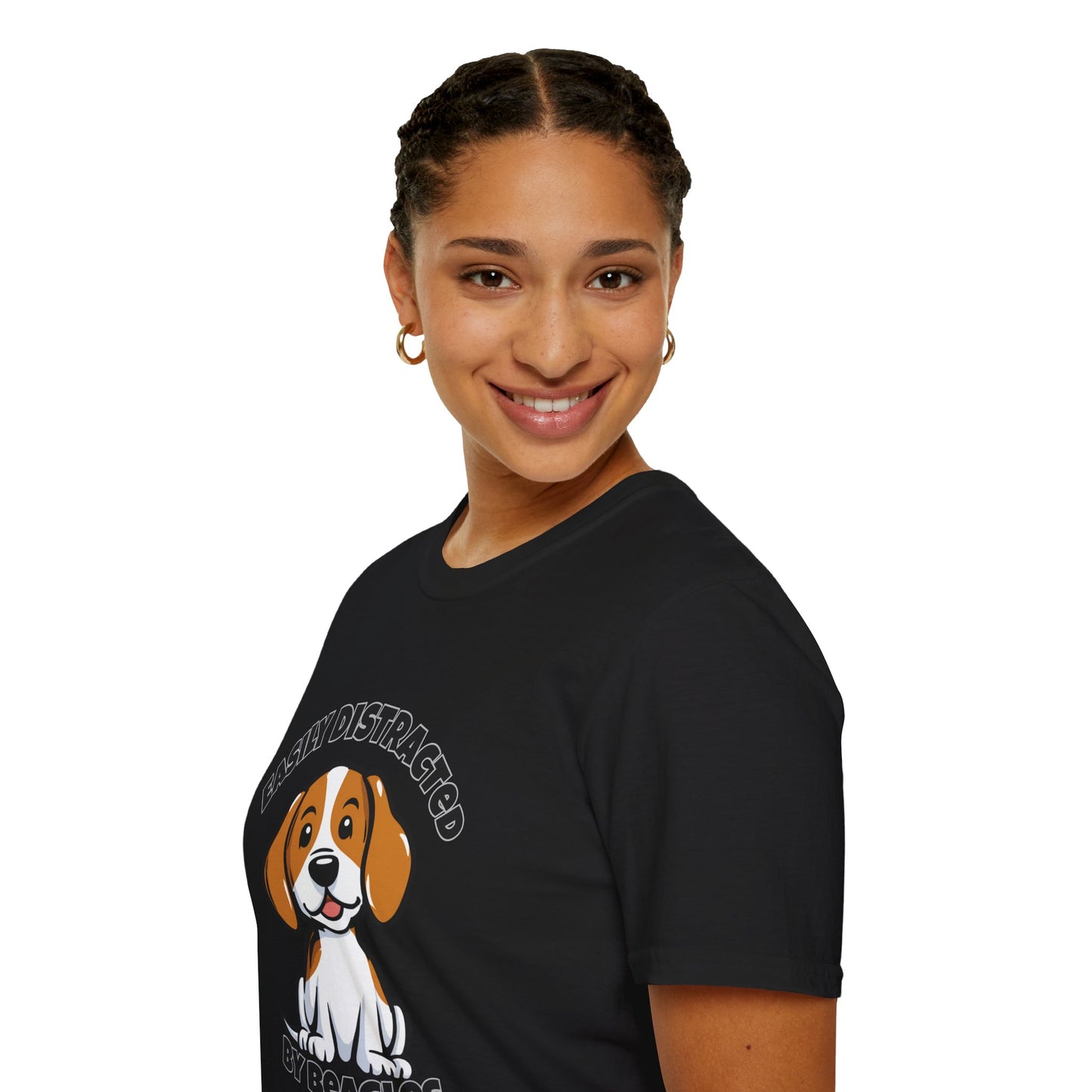 Easily Distracted by Beagles T-Shirt Funny Dog Lover Gift Tee Gildan 64000 Unise