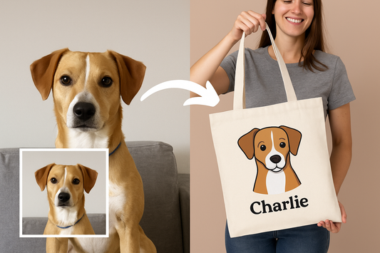 Custom Cartoon Pet Portrait Tote Bag – Personalized with Your Pet’s Image