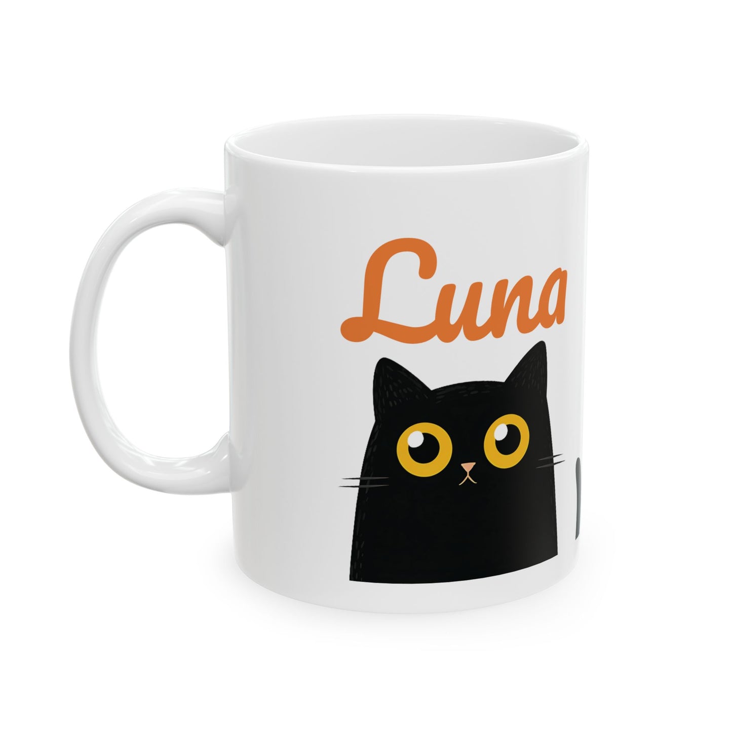 Personalized Black Cat Mug – Cute Cartoon Cat Coffee Cup – Custom Gift