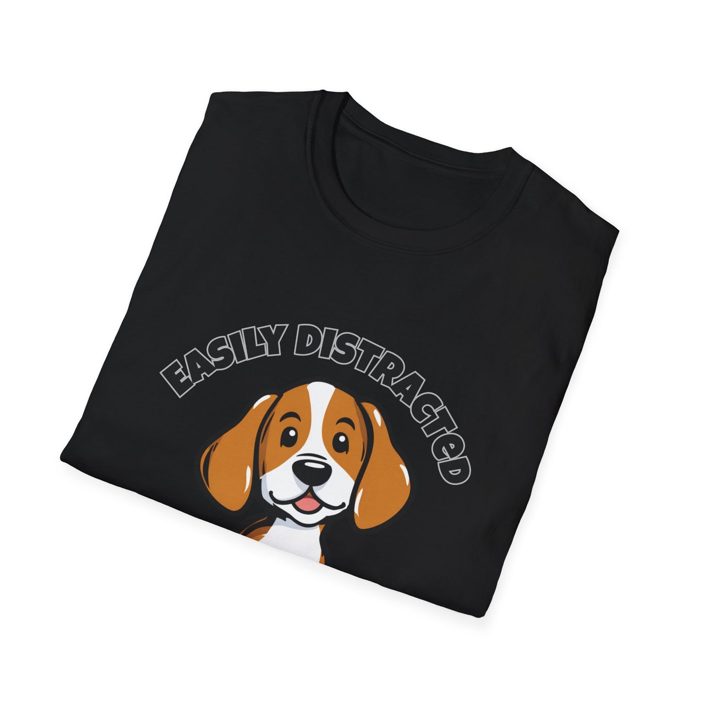 Easily Distracted by Beagles T-Shirt Funny Dog Lover Gift Tee Gildan 64000 Unise