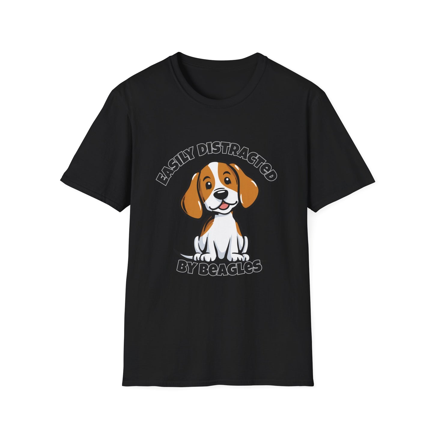 Easily Distracted by Beagles T-Shirt Funny Dog Lover Gift Tee Gildan 64000 Unise