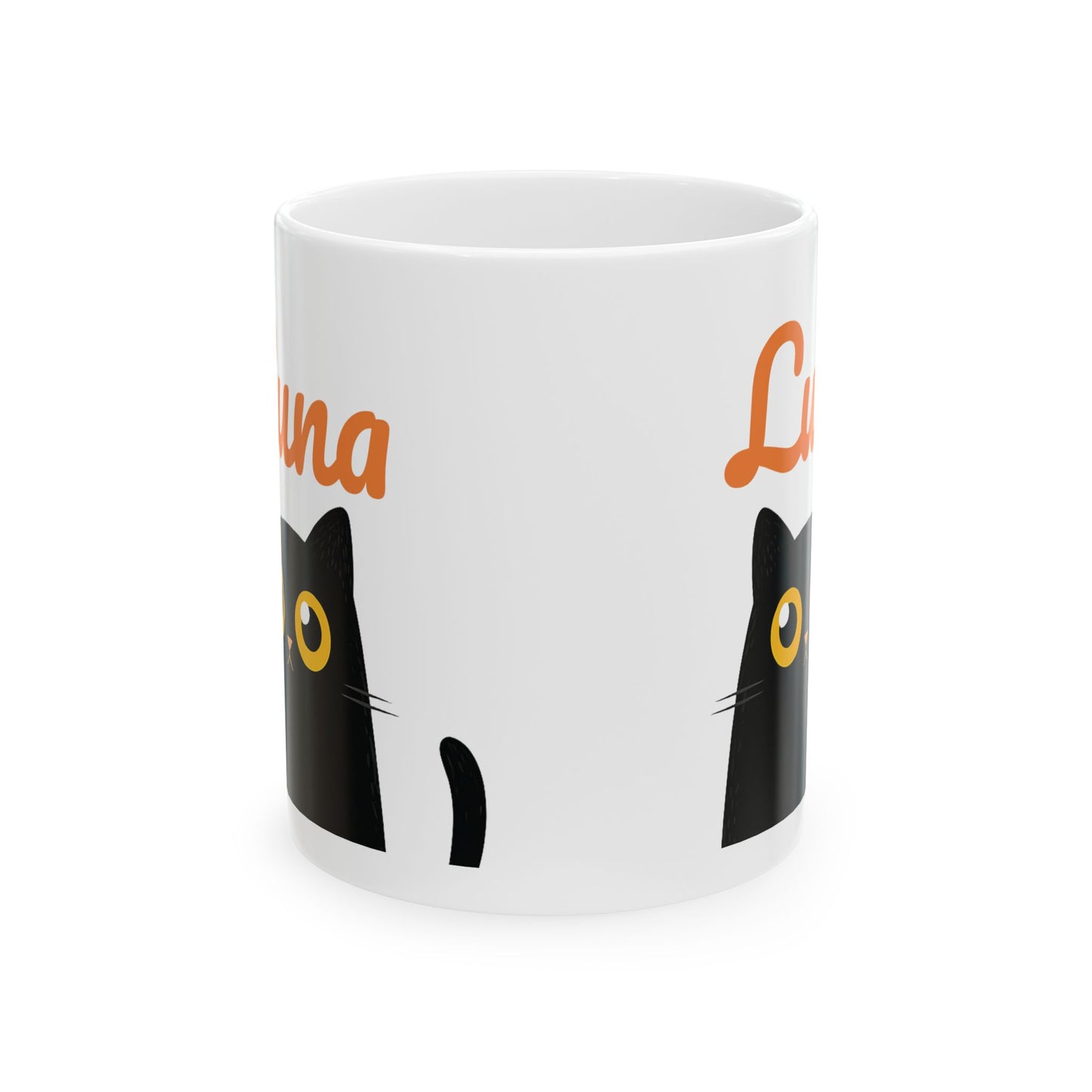 Personalized Black Cat Mug – Cute Cartoon Cat Coffee Cup – Custom Gift
