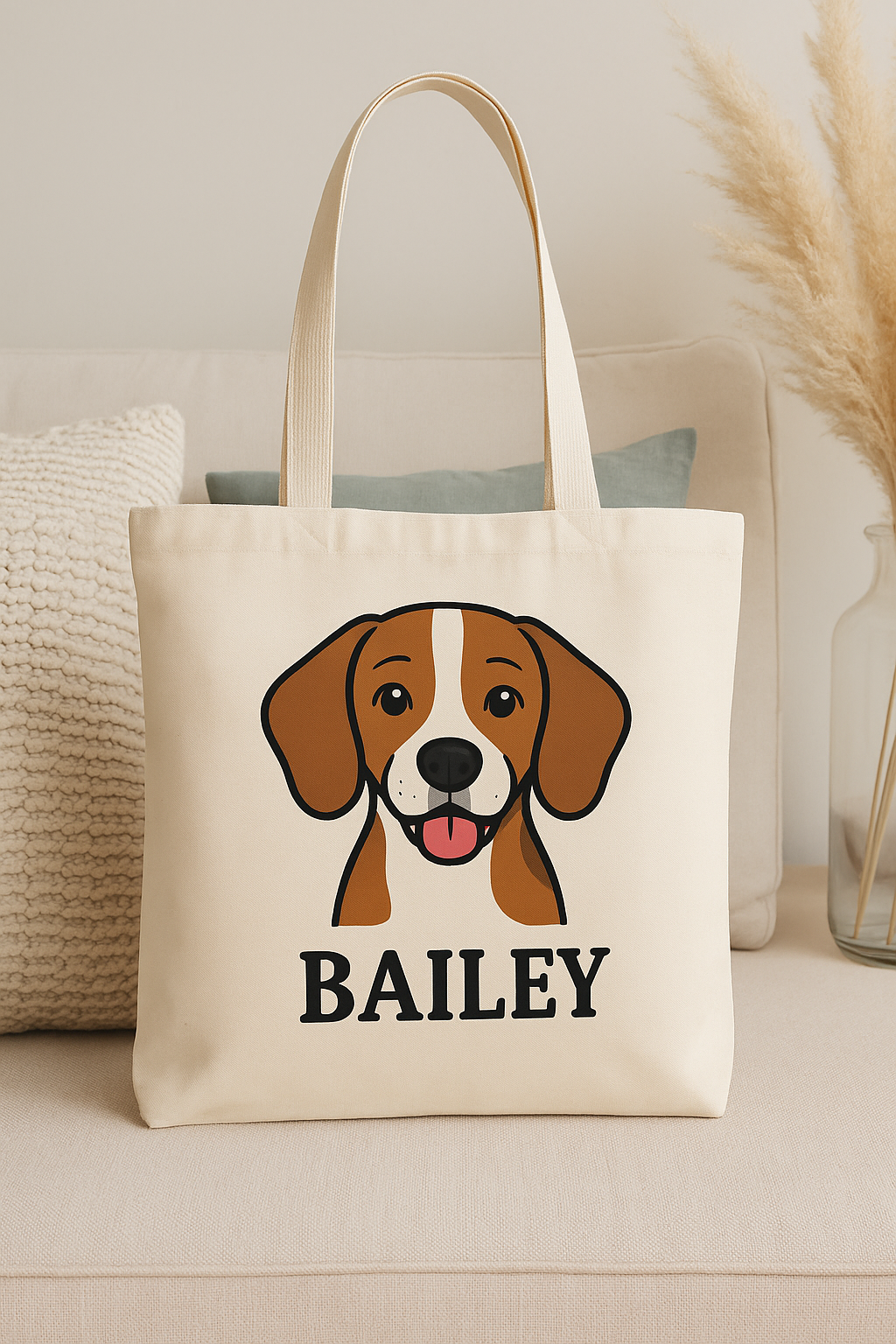Custom Cartoon Pet Portrait Tote Bag – Personalized with Your Pet’s Image