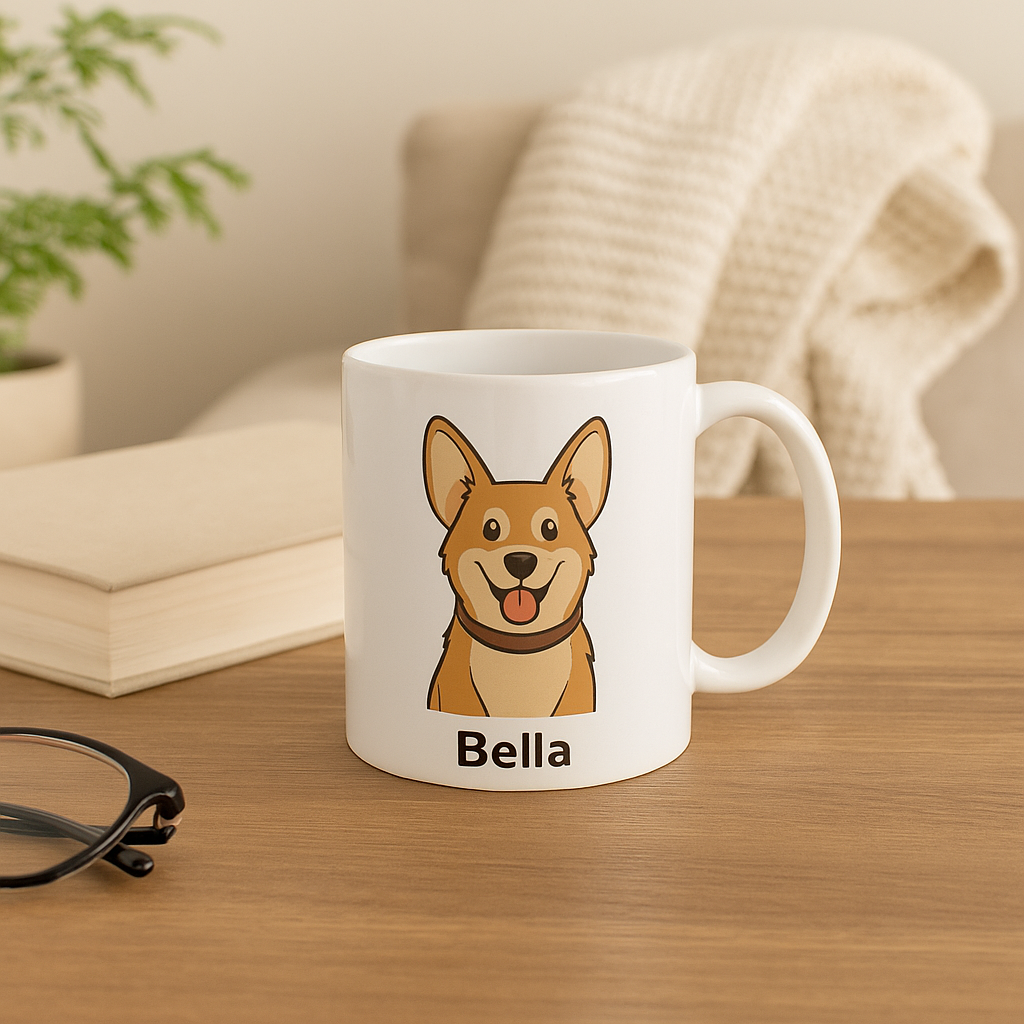 Custom Pet Portrait Mug – Personalized Dog & Cat Coffee Cup, Gift for Pet Lovers