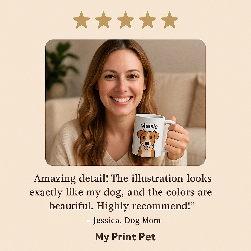 Custom Pet Portrait Mug – Personalized Dog & Cat Coffee Cup, Gift for Pet Lovers