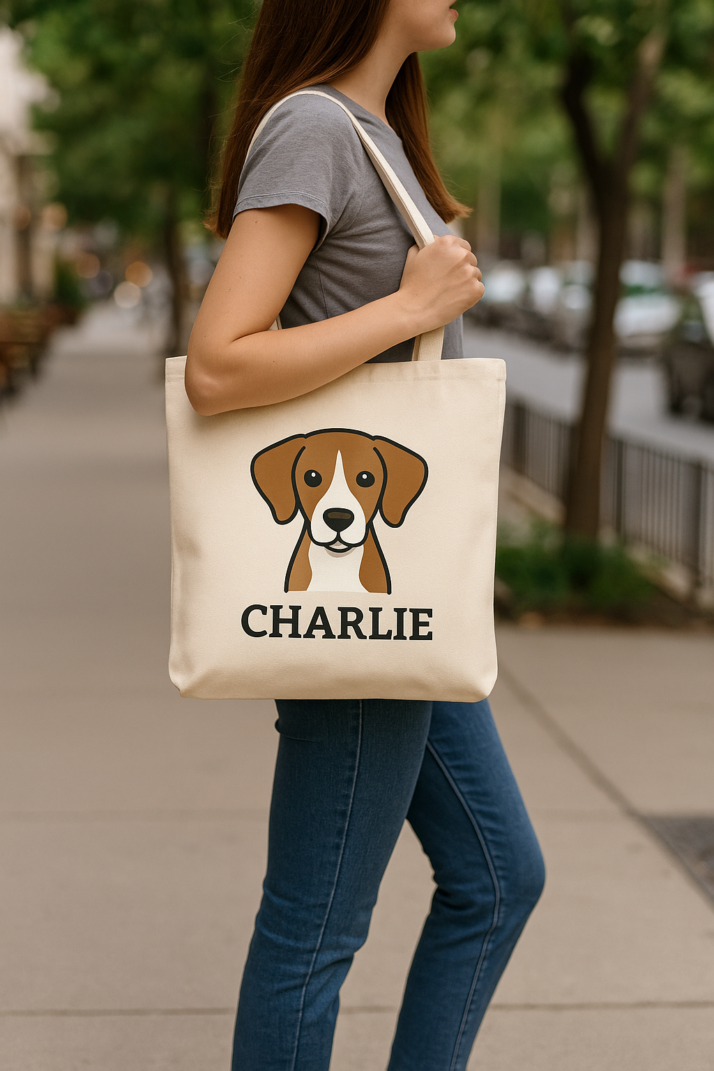 Custom Pet Portrait Tote Bag – Your Pet on a Stylish Canvas Tote