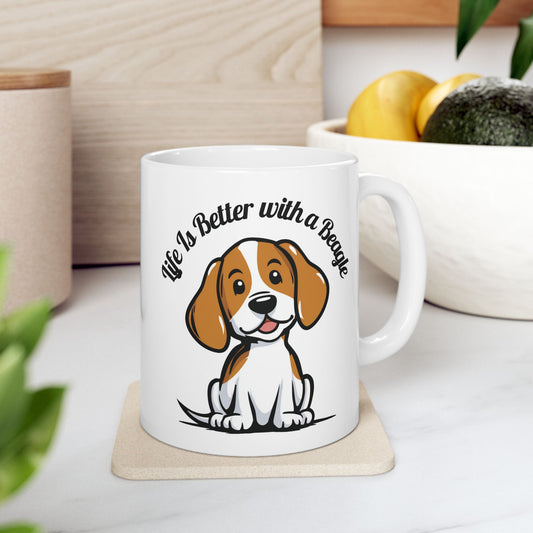 Life Is Better with a Beagle Mug Funny Dog Lover Gift Coffee Cup for Dog Mom Dad Owner