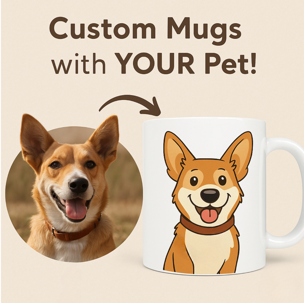 Custom Pet Portrait Mug – Personalized Dog & Cat Coffee Cup, Gift for Pet Lovers