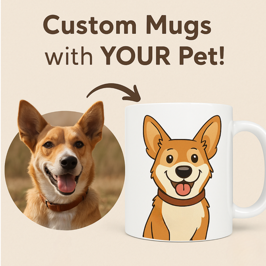 Custom Pet Portrait Mug – Personalized Dog & Cat Coffee Cup, Gift for Pet Lovers